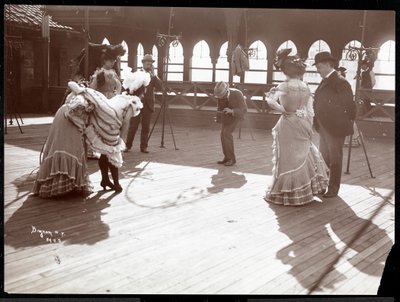 Five Actresses in Costume Rehearsing on the Roof of What is Probably the New York Theatre, New York, 1900 by Byron Company